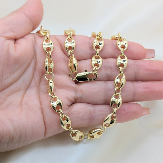 Oro Laminado Fancy Necklace, Gold Filled Style Puff Mariner Design, Polished, Golden Finish