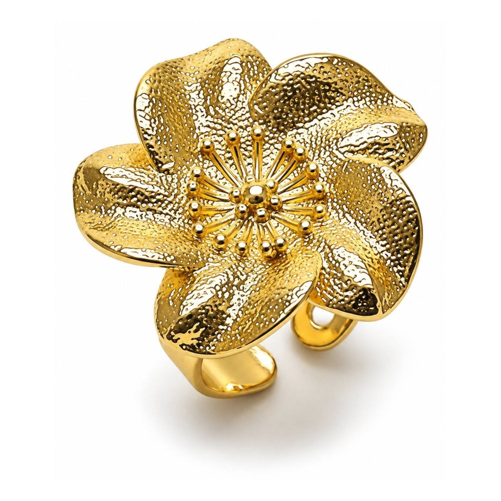 Oro Laminado Elegant Ring, Gold Filled Style Flower Design, Matte Finish, Golden Finish