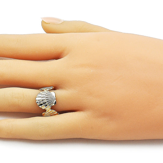 Oro Laminado Elegant Ring, Gold Filled Style Shell Design, Polished, Golden Finish