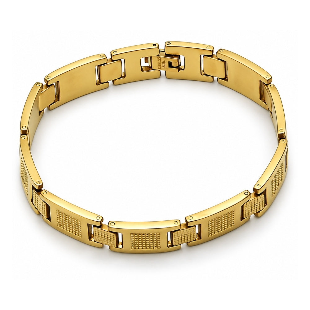 Stainless Steel Solid Bracelet, Polished, Golden Finish