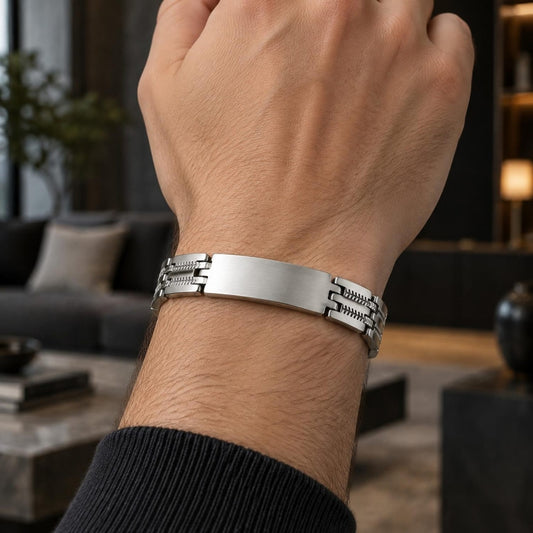 Stainless Steel Solid Bracelet, Polished, Steel Finish