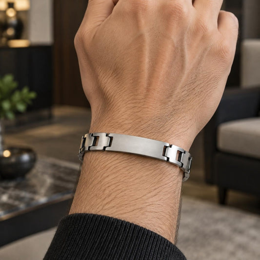 Stainless Steel Solid Bracelet, Polished, Steel Finish