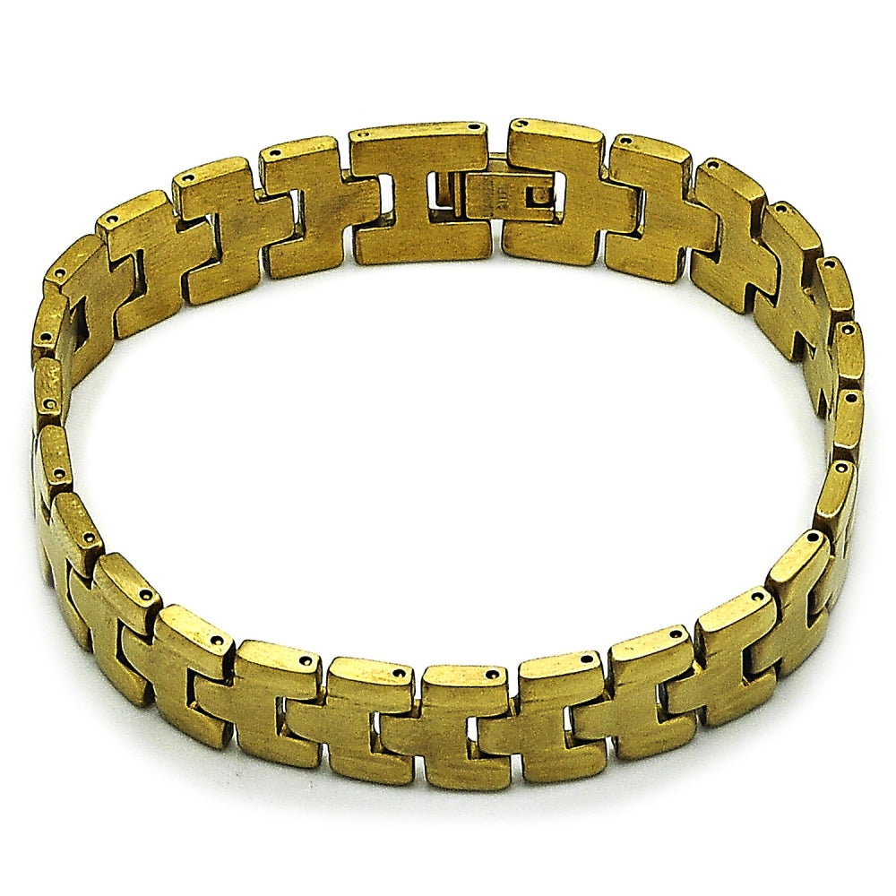 Stainless Steel Solid Bracelet, Polished, Golden Finish