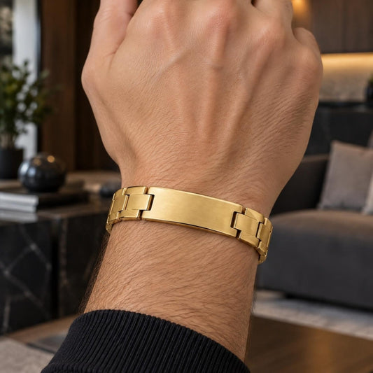 Stainless Steel Solid Bracelet, Polished, Golden Finish