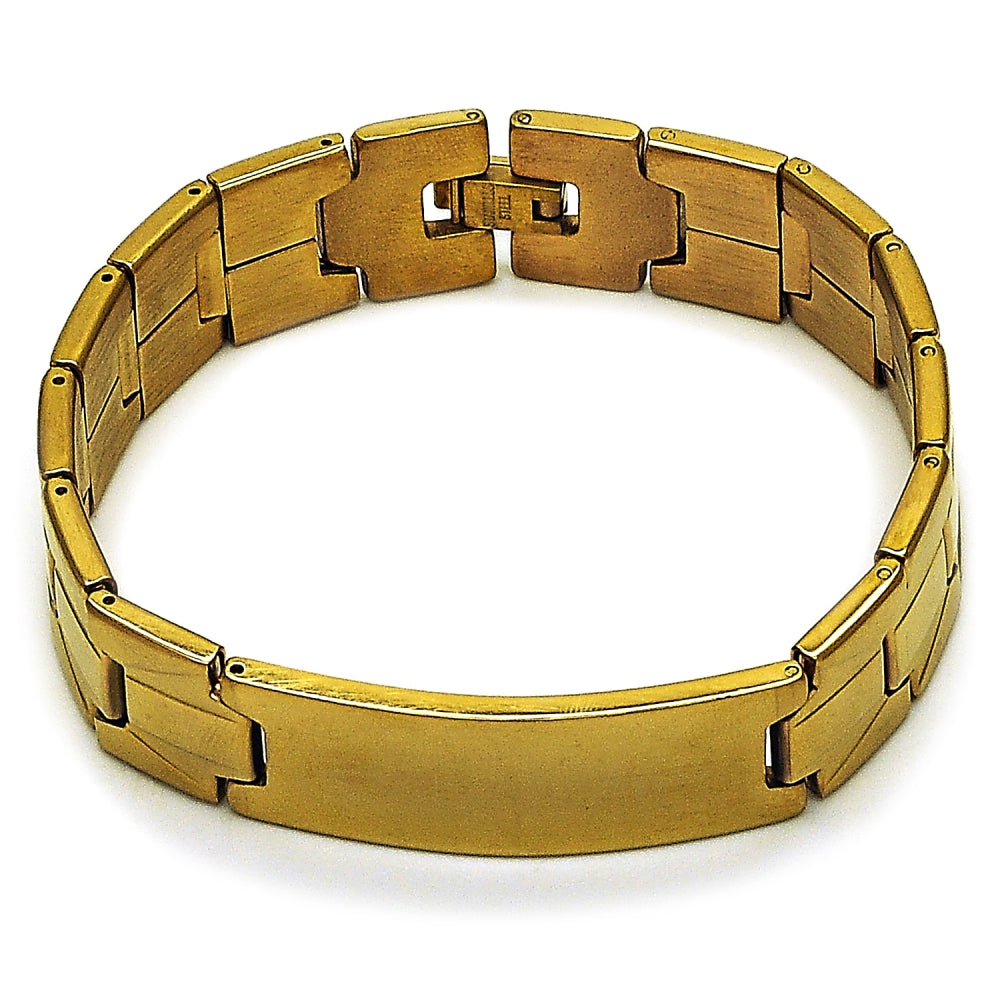 Stainless Steel Solid Bracelet, Polished, Golden Finish