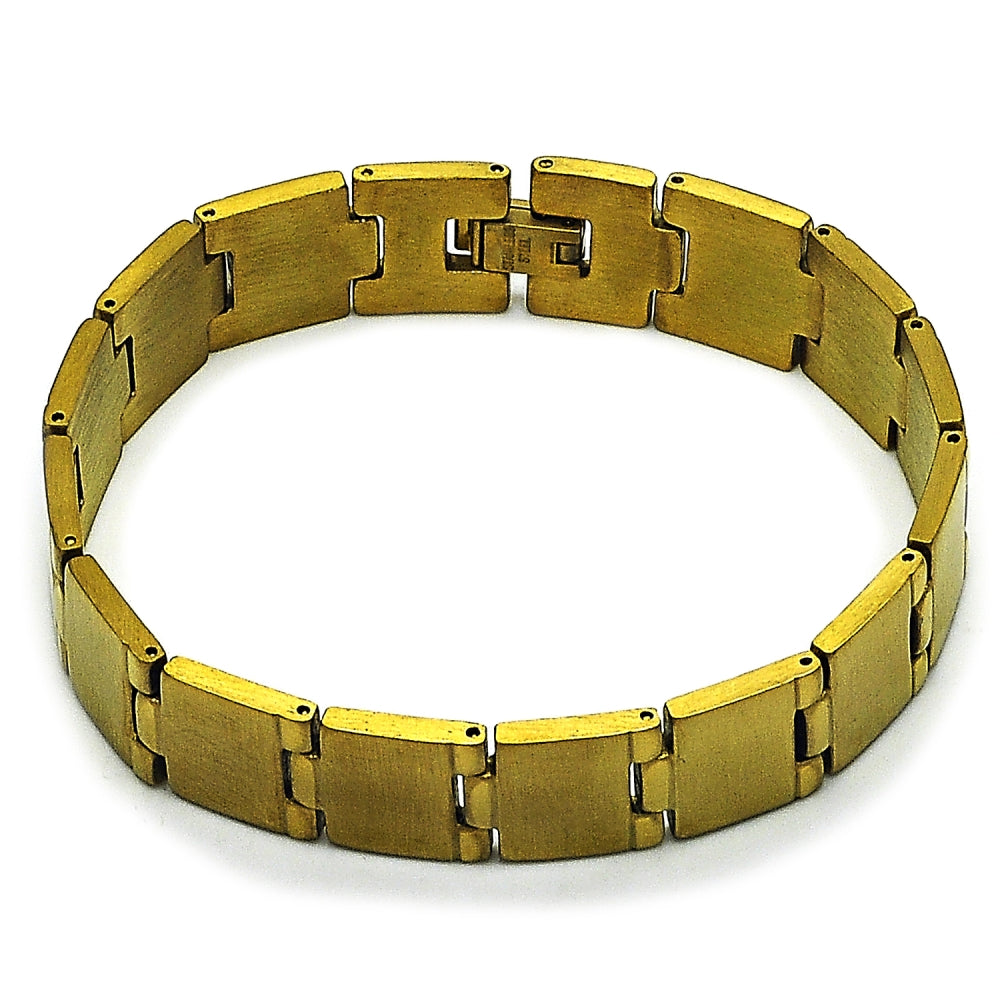 Stainless Steel Solid Bracelet, Polished, Golden Finish