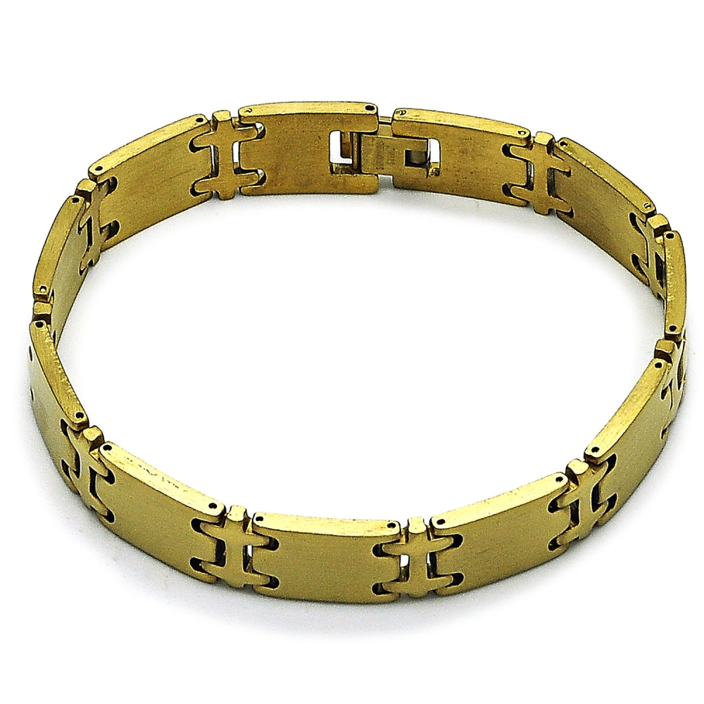 Stainless Steel Solid Bracelet, Polished, Golden Finish