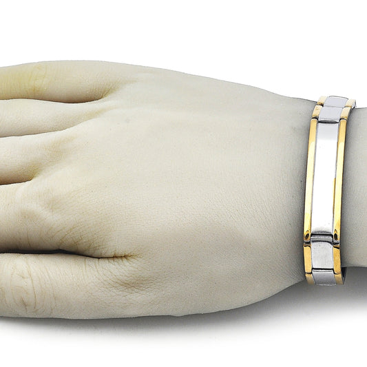 Stainless Steel Solid Bracelet, Polished, Two Tone