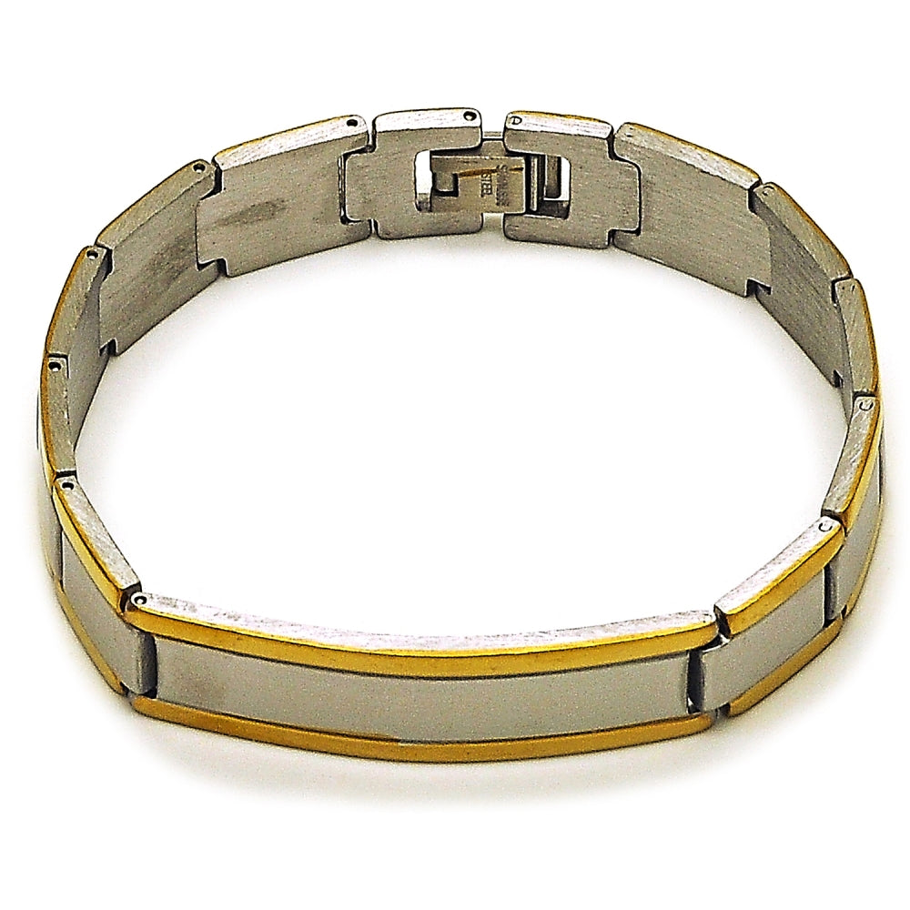 Stainless Steel Solid Bracelet, Polished, Two Tone