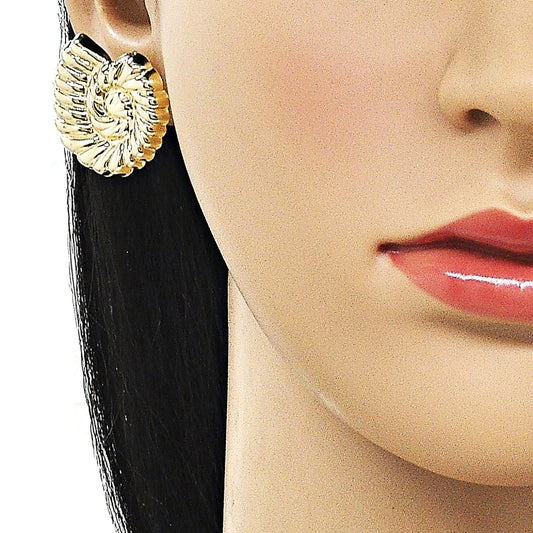 Oro Laminado Stud Earring, Gold Filled Style Snail Design, Polished, Golden Finish