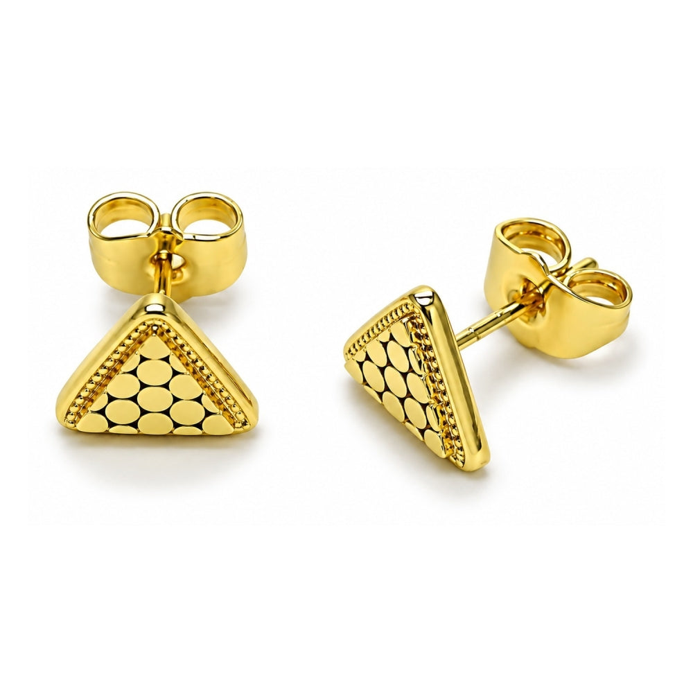Oro Laminado Stud Earring, Gold Filled Style Diamond Cutting Finish, Golden Finish