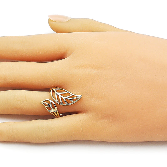 Oro Laminado Elegant Ring, Gold Filled Style Leaf Design, Polished, Golden Finish
