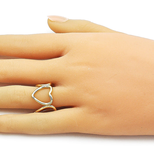 Oro Laminado Elegant Ring, Gold Filled Style Heart Design, Polished, Golden Finish