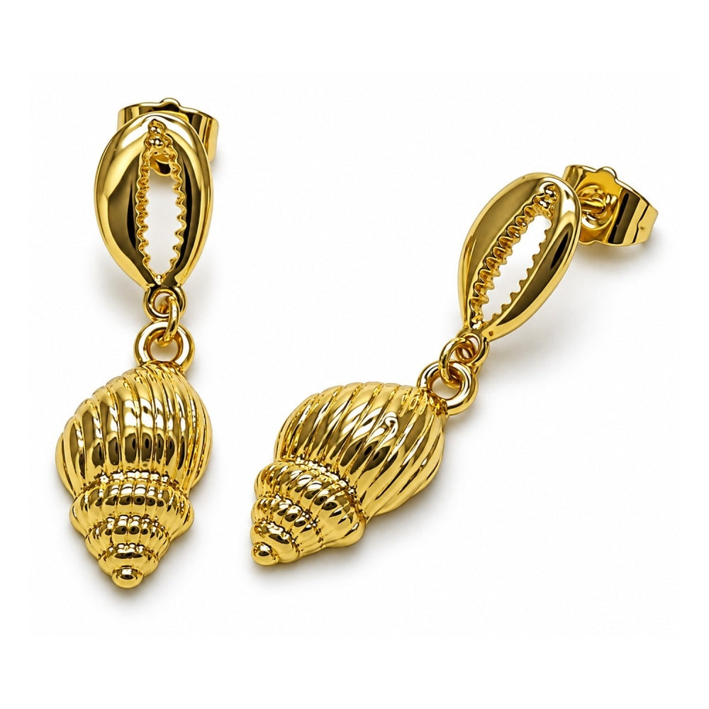 Oro Laminado Dangle Earring, Gold Filled Style Snail Design, Polished, Golden Finish