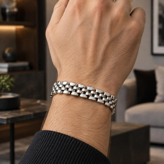 Stainless Steel Solid Bracelet, Polished, Steel Finish