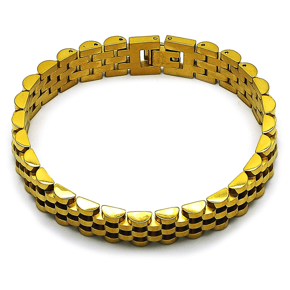 Stainless Steel Solid Bracelet, Polished, Golden Finish