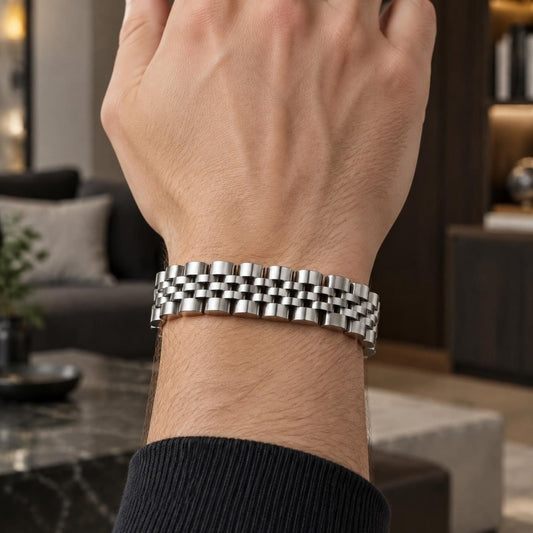 Stainless Steel Solid Bracelet, Polished, Steel Finish