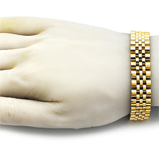 Stainless Steel Solid Bracelet, Polished, Golden Finish