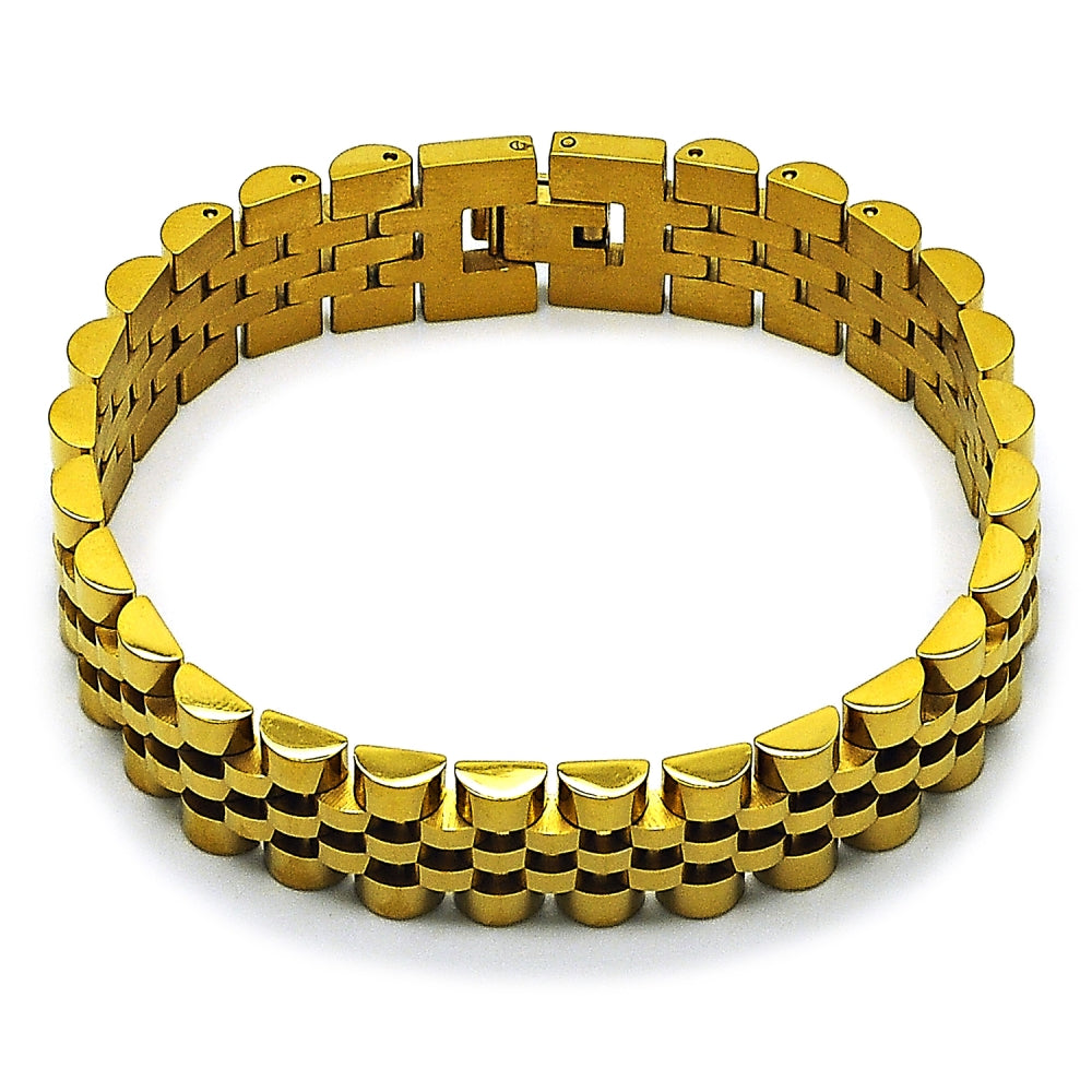 Stainless Steel Solid Bracelet, Polished, Golden Finish