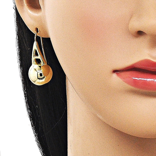 Oro Laminado Stud Earring, Gold Filled Style Ball and Hollow Design, Polished, Golden Finish