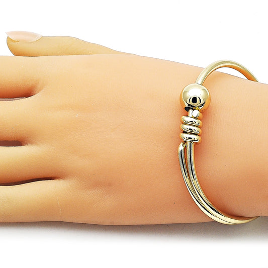 Oro Laminado Individual Bangle, Gold Filled Style Ball Design, Polished, Golden Finish