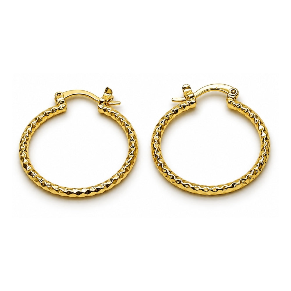 Oro Laminado Small Hoop, Gold Filled Style Diamond Cutting Finish, Golden Finish