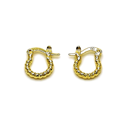 Oro Laminado Small Hoop, Gold Filled Style Diamond Cutting Finish, Golden Finish