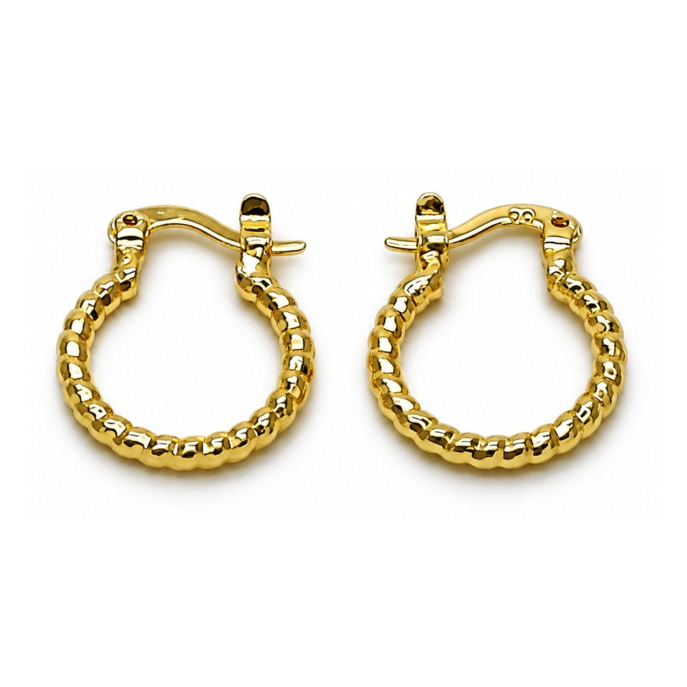 Oro Laminado Small Hoop, Gold Filled Style Diamond Cutting Finish, Golden Finish