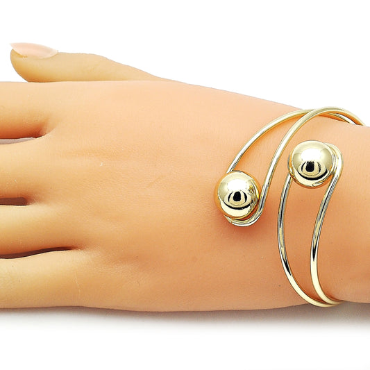 Oro Laminado Individual Bangle, Gold Filled Style Ball Design, Polished, Golden Finish