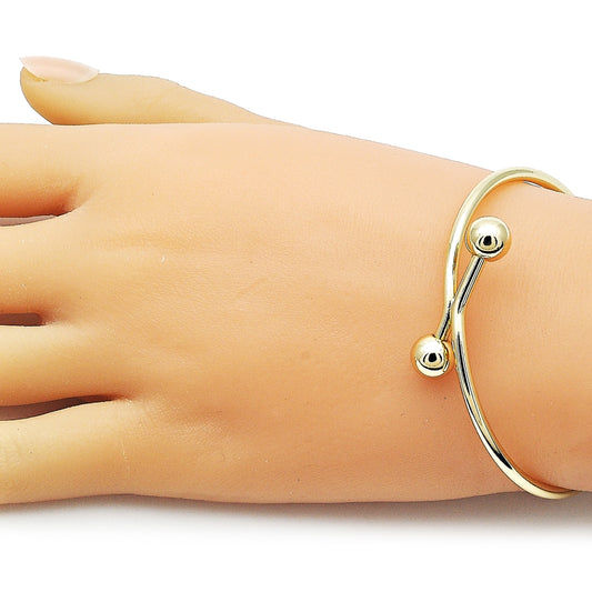 Oro Laminado Individual Bangle, Gold Filled Style Ball Design, Polished, Golden Finish