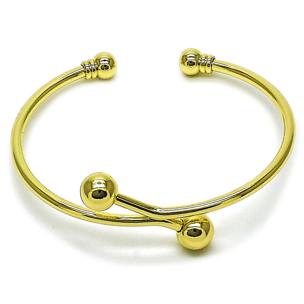 Oro Laminado Individual Bangle, Gold Filled Style Ball Design, Polished, Golden Finish