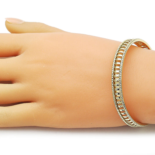 Oro Laminado Individual Bangle, Gold Filled Style Twist Design, Polished, Golden Finish