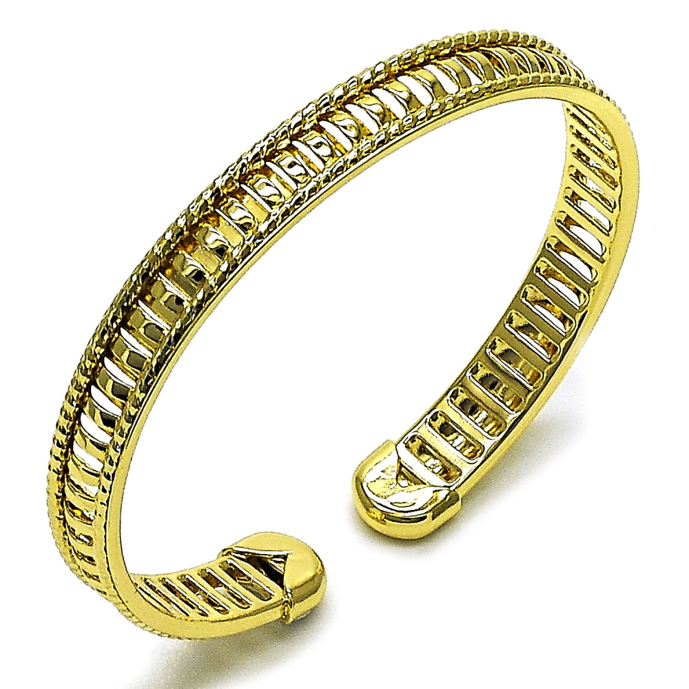 Oro Laminado Individual Bangle, Gold Filled Style Twist Design, Polished, Golden Finish