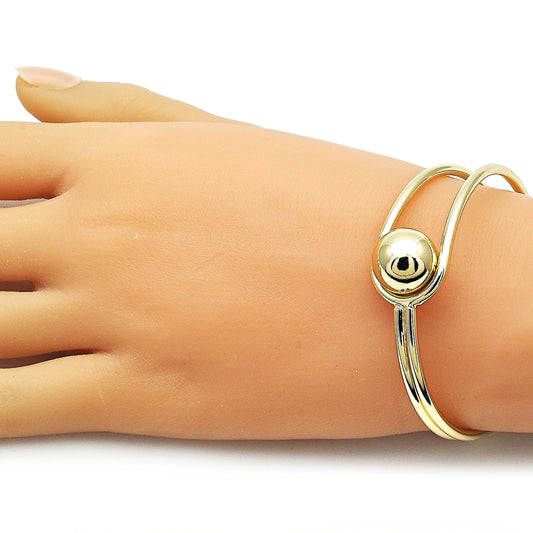 Oro Laminado Individual Bangle, Gold Filled Style Ball Design, Polished, Golden Finish