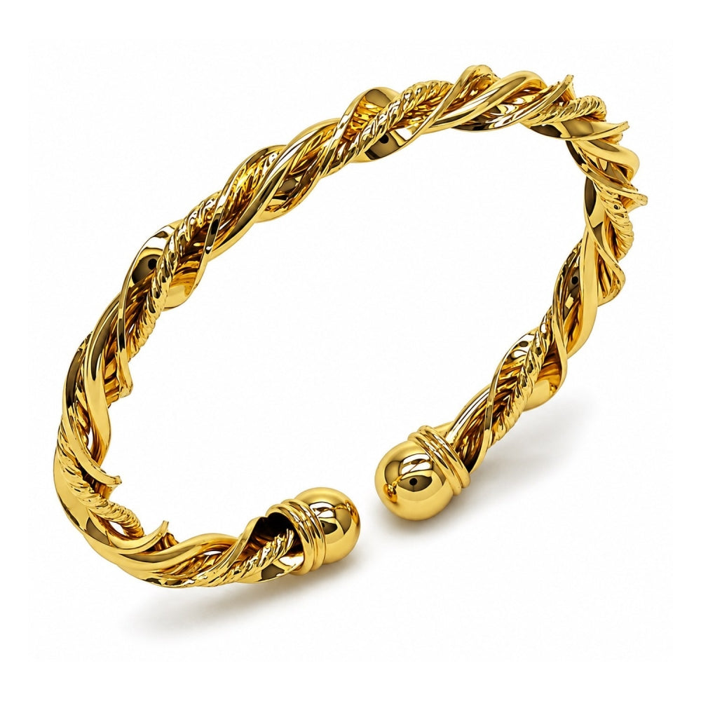 Oro Laminado Individual Bangle, Gold Filled Style Twist Design, Polished, Golden Finish