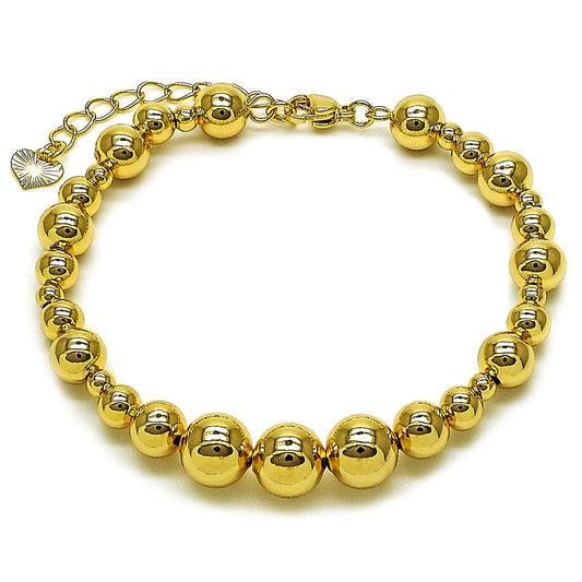 Oro Laminado Fancy Bracelet, Gold Filled Style Ball and Hollow Design, Polished, Golden Finish