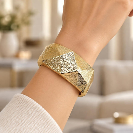 Oro Laminado Individual Bangle, Gold Filled Style Matte Finish, Golden Finish