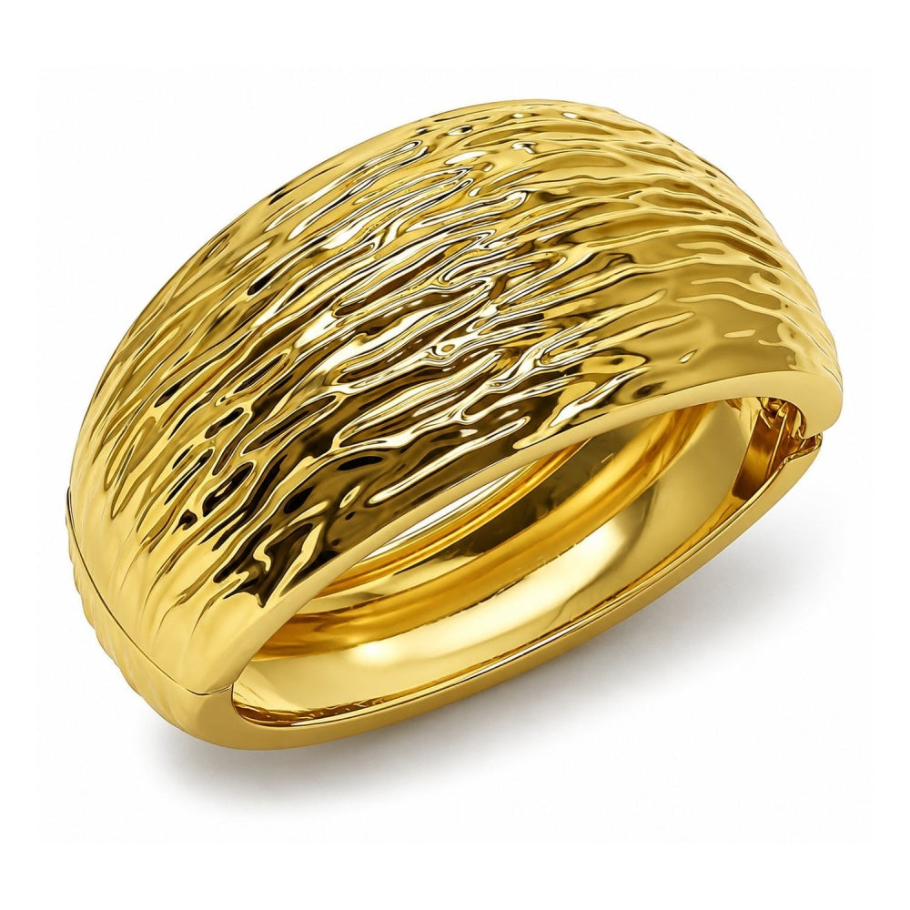 Oro Laminado Individual Bangle, Gold Filled Style Diamond Cutting Finish, Golden Finish