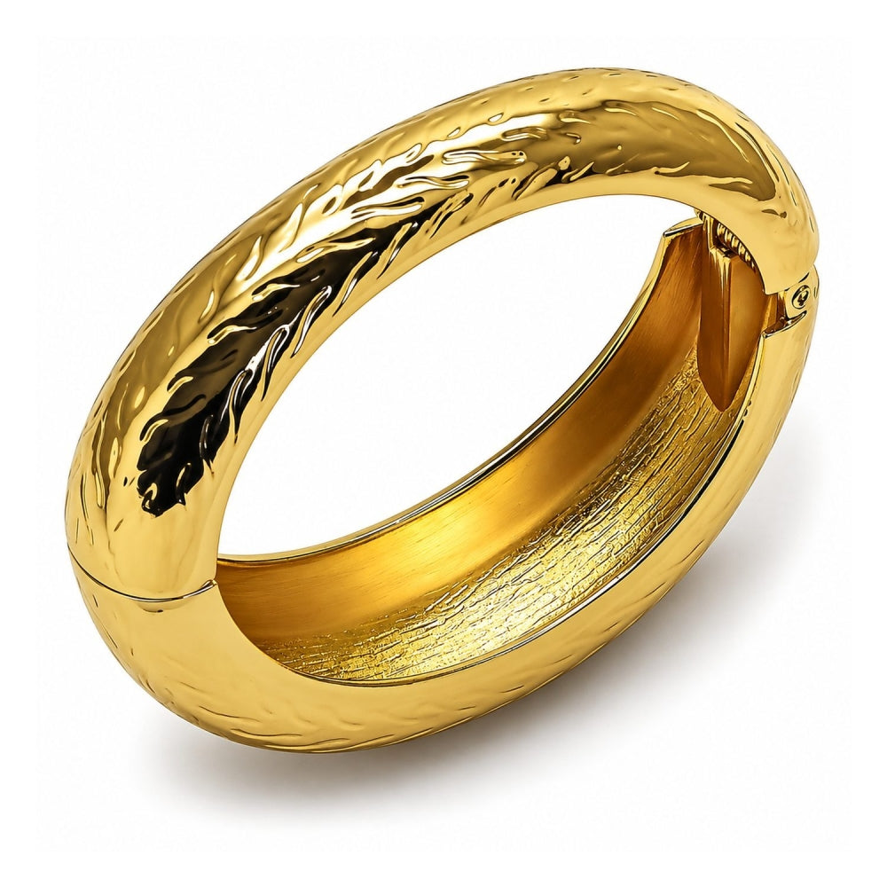 Oro Laminado Individual Bangle, Gold Filled Style Diamond Cutting Finish, Golden Finish