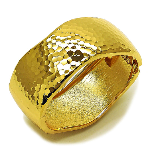 Oro Laminado Individual Bangle, Gold Filled Style Disco Design, Diamond Cutting Finish, Golden Finish