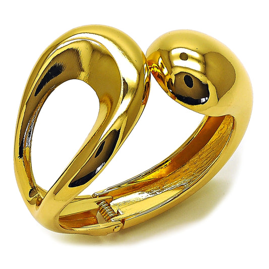 Oro Laminado Individual Bangle, Gold Filled Style Teardrop Design, Polished, Golden Finish