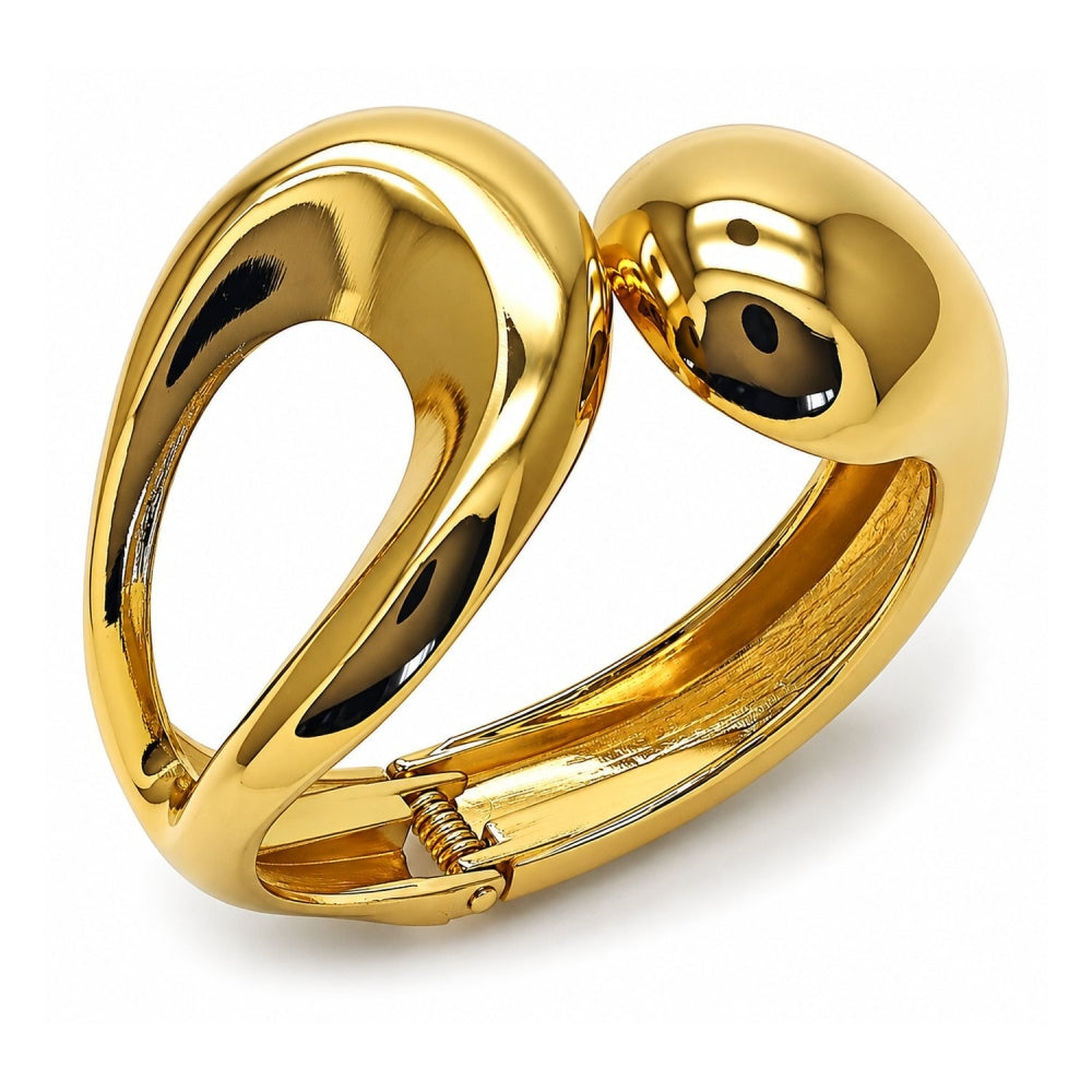 Oro Laminado Individual Bangle, Gold Filled Style Teardrop Design, Polished, Golden Finish