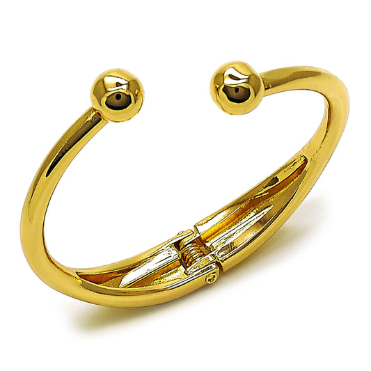 Oro Laminado Individual Bangle, Gold Filled Style Ball Design, Polished, Golden Finish