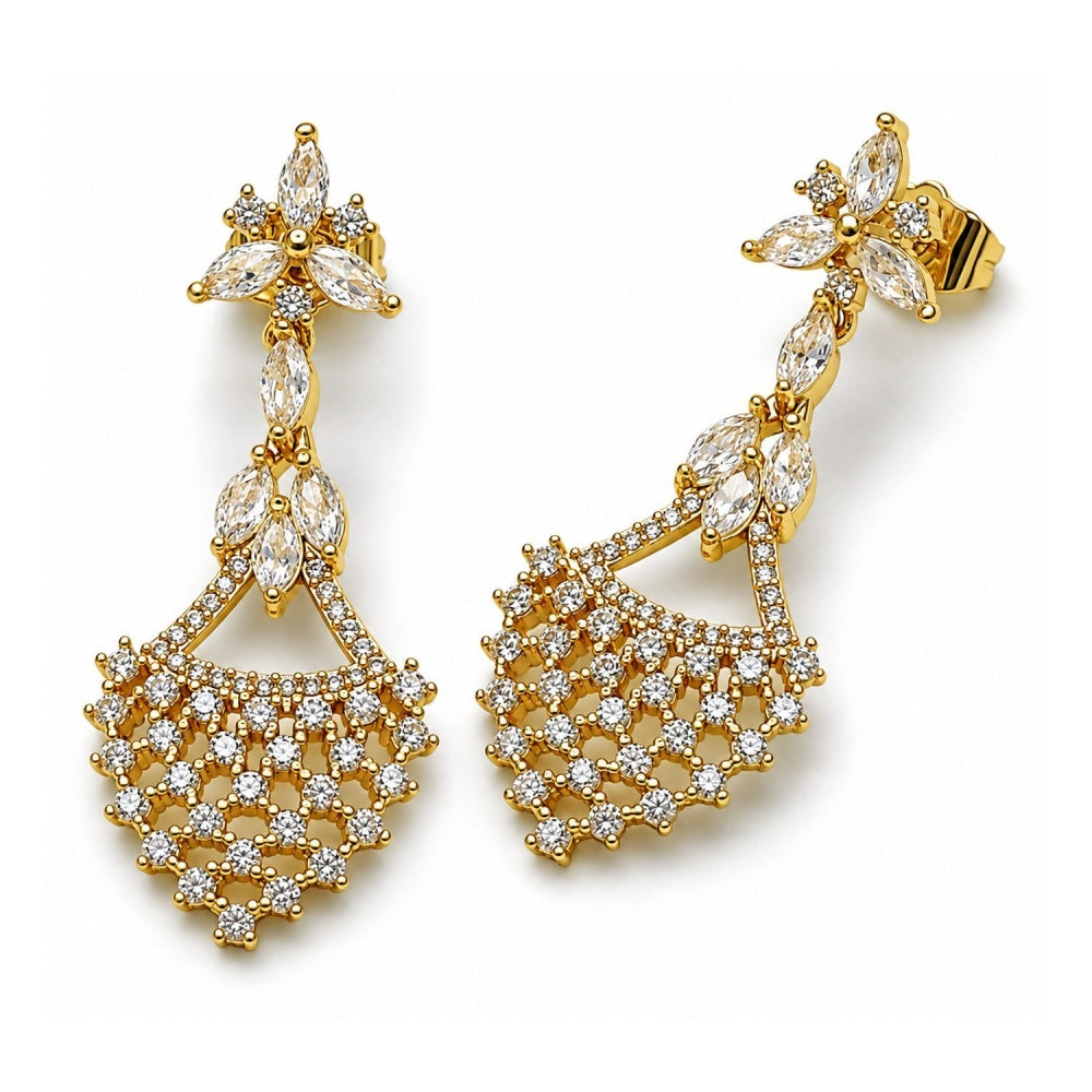 Oro Laminado Long Earring, Gold Filled Style Polished, Golden Finish
