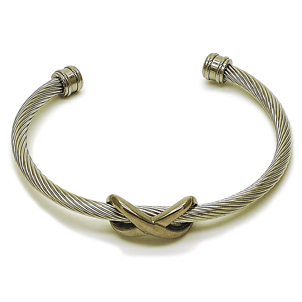 Stainless Steel Individual Bangle, Infinite Design, Polished, Steel Finish