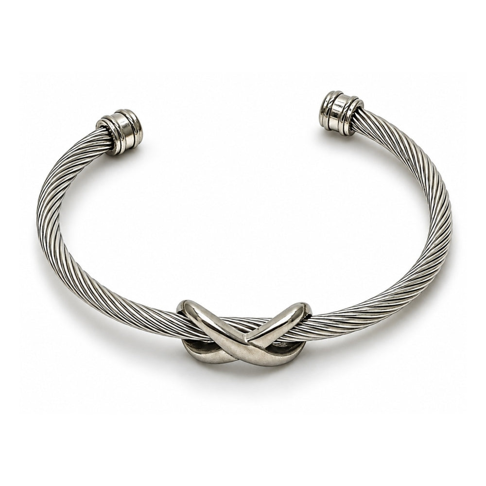 Stainless Steel Individual Bangle, Infinite Design, Polished, Steel Finish