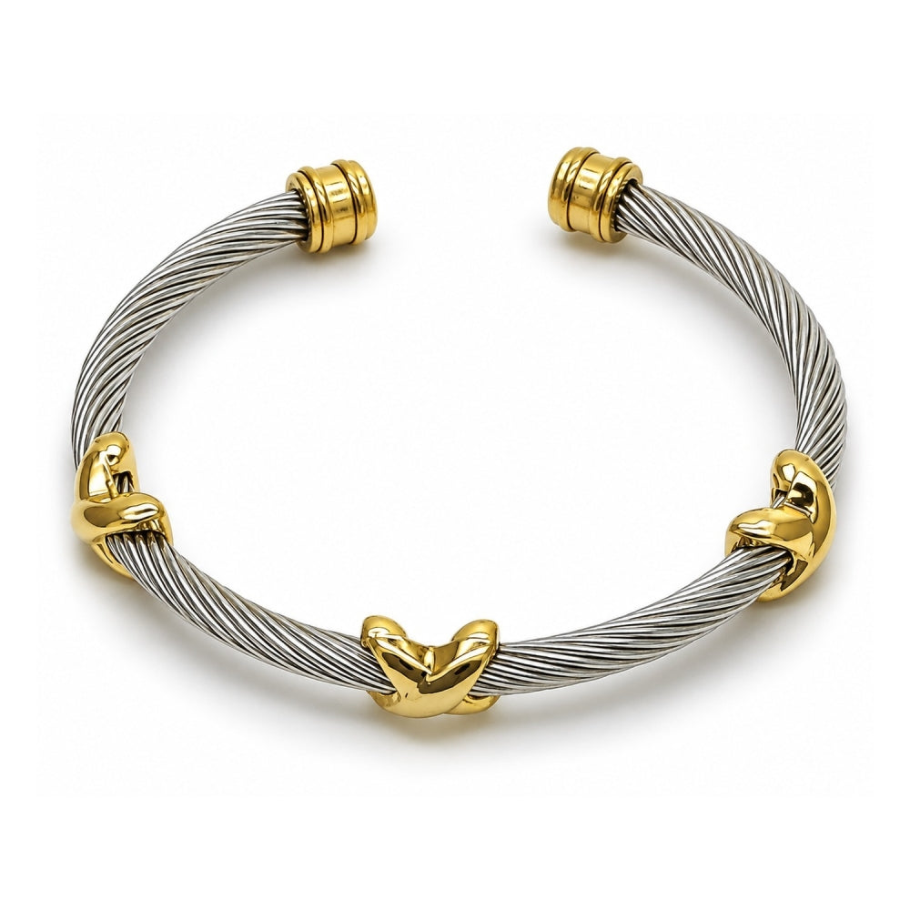 Stainless Steel Individual Bangle, Infinite Design, Polished, Two Tone