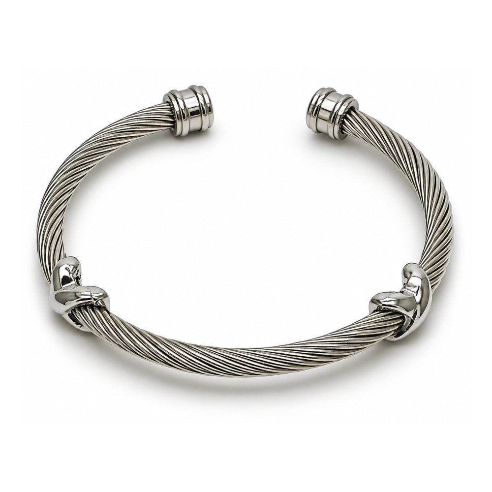 Stainless Steel Individual Bangle, Infinite and Twist Design, Polished, Steel Finish