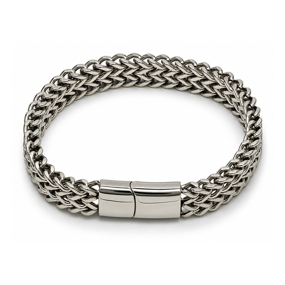 Stainless Steel Basic Bracelet, Bismark Design, Polished, Steel Finish