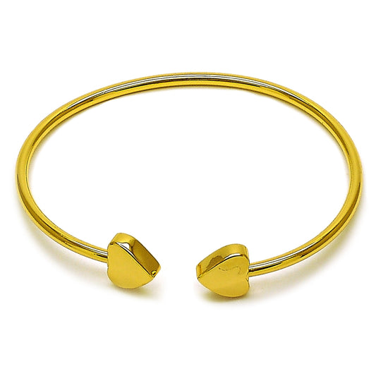Oro Laminado Individual Bangle, Gold Filled Style Heart Design, Polished, Golden Finish